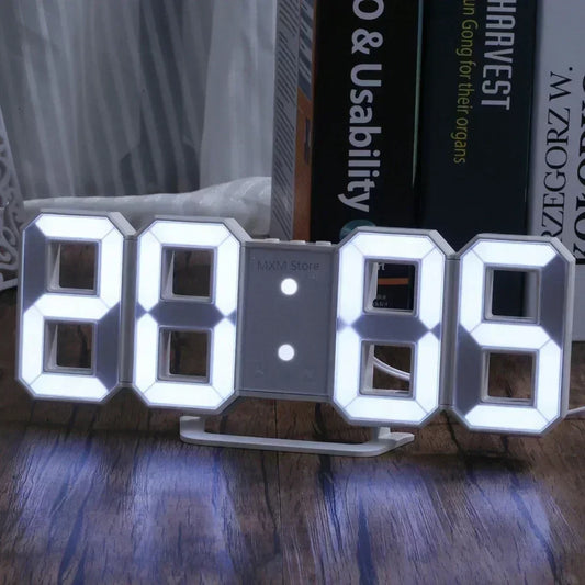 Horloge LED Numérique 3D - Décoration Murale avec Mode Nuit, Éclairage LED Ajustable pour Chambre, Salon et Décor Aesthétique